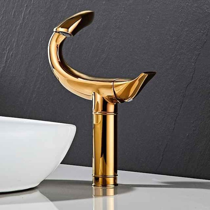 Classic Bathroom Sink Faucet, Center-set Single Handle One Hole Tall Vessel Bath Taps in Electroplated Finishes