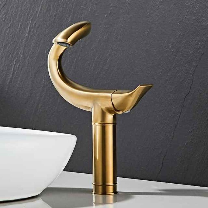 Classic Bathroom Sink Faucet, Center-set Single Handle One Hole Tall Vessel Bath Taps in Electroplated Finishes