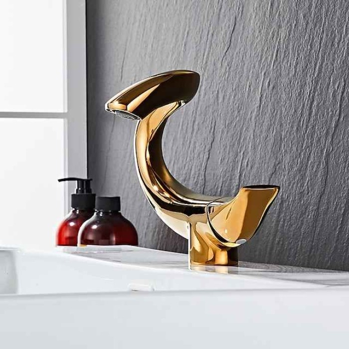 Classic Bathroom Sink Faucet, Center-set Single Handle One Hole Bath Taps in Electroplated Finishes