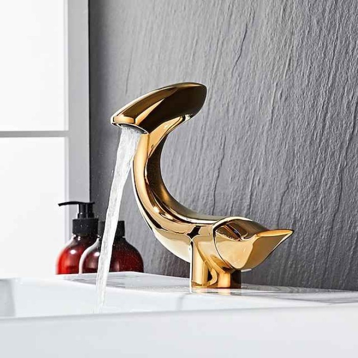 Classic Bathroom Sink Faucet, Center-set Single Handle One Hole Bath Taps in Electroplated Finishes