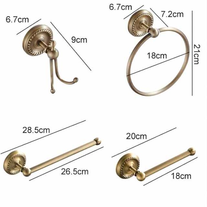 Towel Holder Antique Brass Vintage Wall Mounted Bathroom Accessory Set for Drilling Shower Wall Retro Country House Style Towel Hooks Toilet Paper Holder