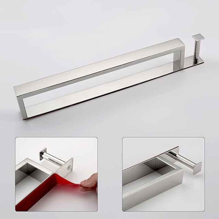 Towel Bar Robe Hook Bathroom Shelf New Design Self-adhesive Adorable Contemporary Modern Stainless Steel Low-carbon Steel Metal 1PC - Bathroom Single 1-Towel Bar towel ring Wall