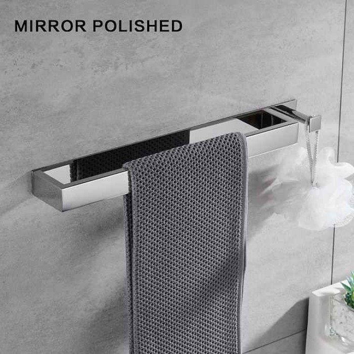 Towel Bar Robe Hook Bathroom Shelf New Design Self-adhesive Adorable Contemporary Modern Stainless Steel Low-carbon Steel Metal 1PC - Bathroom Single 1-Towel Bar towel ring Wall