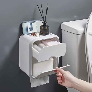 Tissue Box Multi-function Toilet Paper Holder Box Wall-mounted Waterproof Toilet Paper Organizer Box Bathroom Storage Products