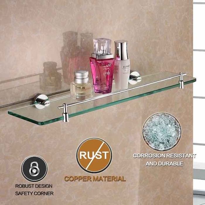 Bathroom Shelf Adjustable Length Adorable Lovely Contemporary Modern Brass Tempered Glass Metal 1PC - Bathroom Wall Mounted