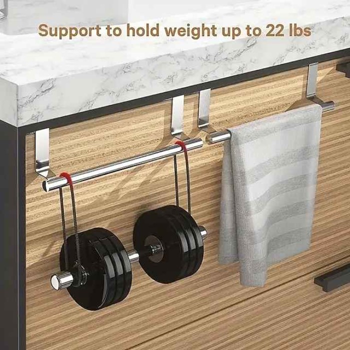 1PC Stainless Steel Towel Rack for Bathroom and Kitchen-curved DoorStorage with Hanging Shelf-home Organizer and Accessory