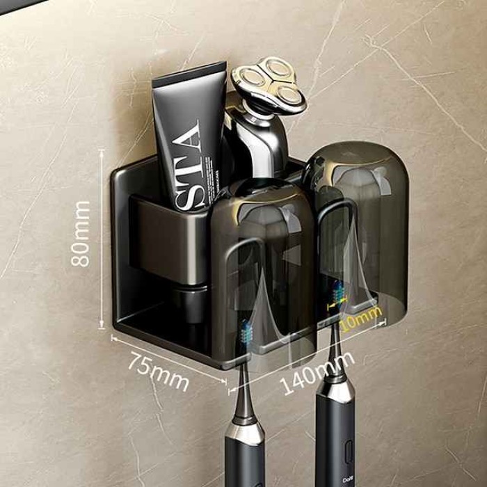 Black Gold Toothbrush Rack Bathroom Toilet Non Perforated Wall Mounted Electric Mouthwash Cup Brush Cup Wall Mounted Space Aluminum Storage Rack