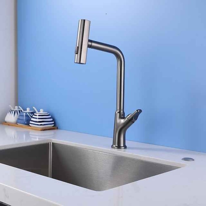 Waterfall Kitchen faucet, 3 in 1 Multi-functional Single Handle One Hole Pull-out Standard Spout Centerset Kitchen Taps