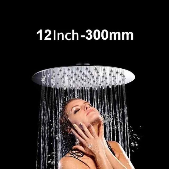 Shower Head 12/10/8/6 Inch Stainless Steel Ultra-thin Round Waterfall Shower Heads Rainfall Shower Head Rain Bathroom Accessories