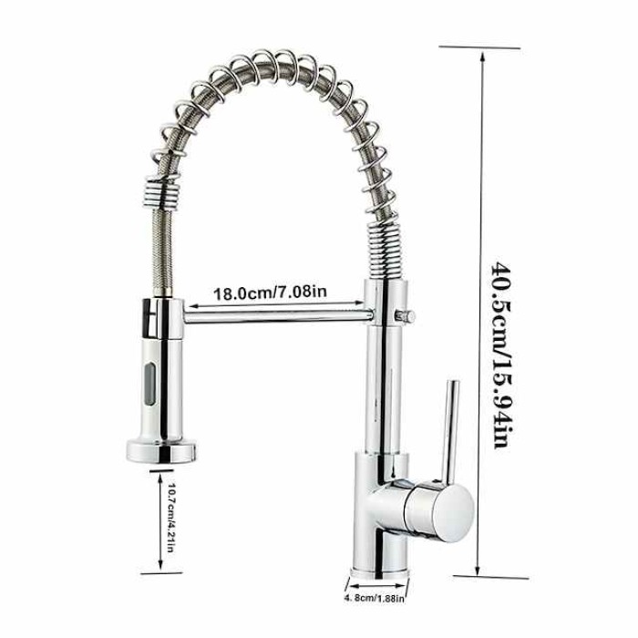 Kitchen Sink Mixer Faucet with Pull Out Spray, Single Handle One Hole Painted Finishes Pull-out Center-set Modern Contemporary Kitchen Taps